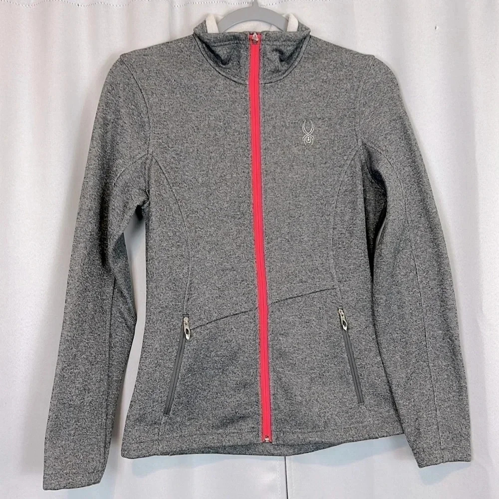 Spyder Core Gray & Pink Full Zipper Sweater Great Condition Size M‎